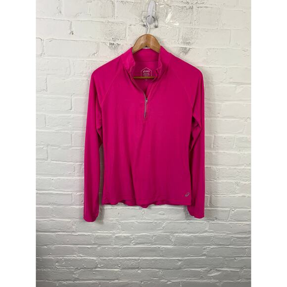 Asics Women's 1/4 Zip Pullover Activewear Top Long Sleeve Pink Size Medium - Picture 1 of 5